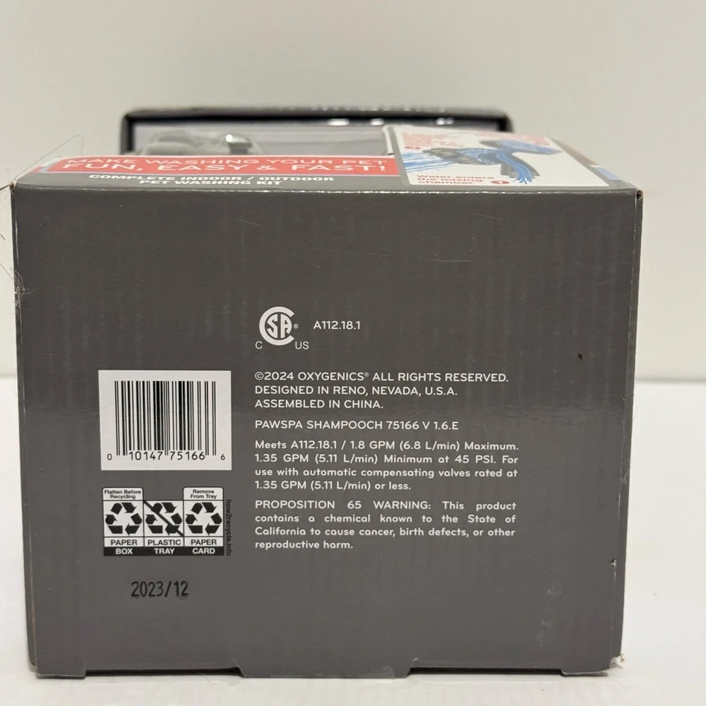 Paw Spa by Oxygenics Indoor / Outdoor Pet Washing Kit Massaging Pet Grooming NIB